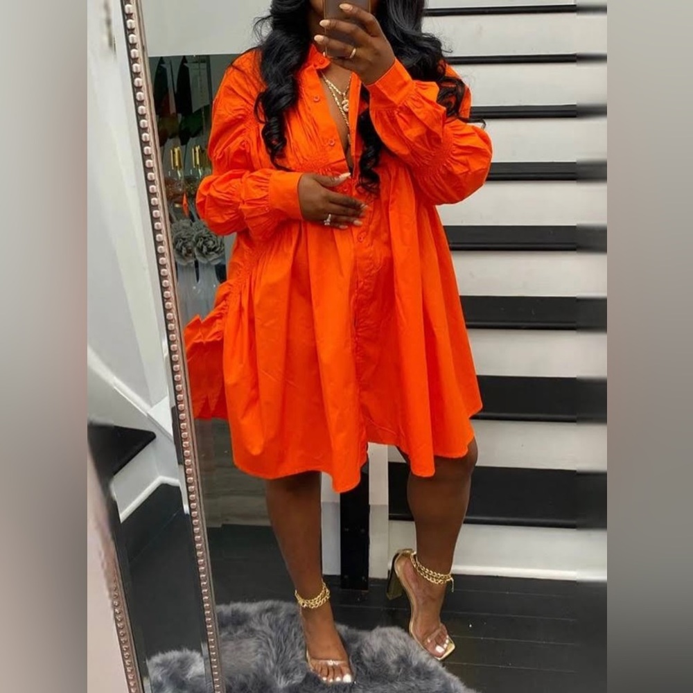 Shirt Dress Orange Size Medium
